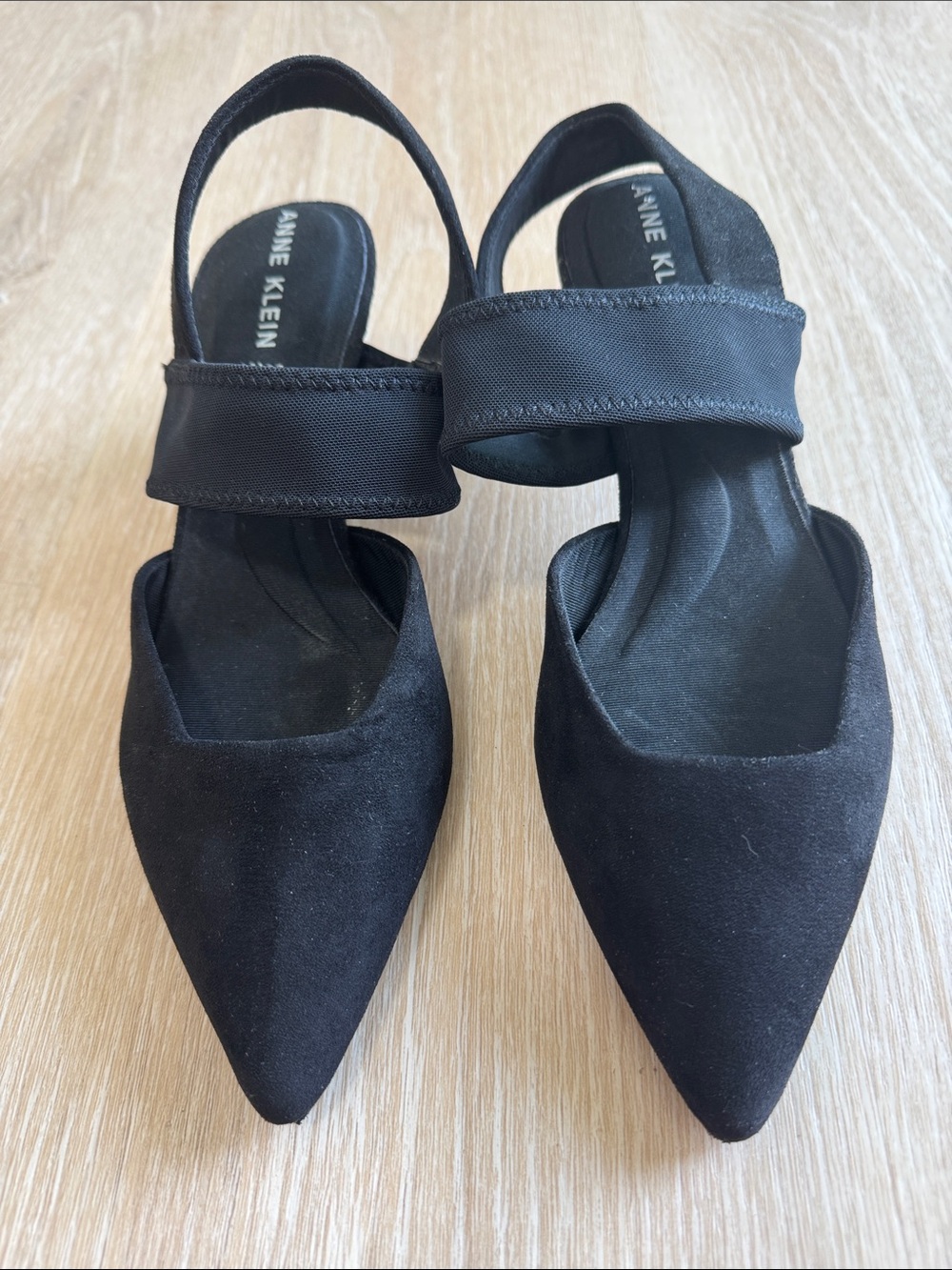 Anne Klein Black Pointed-Toe Slingback Mules